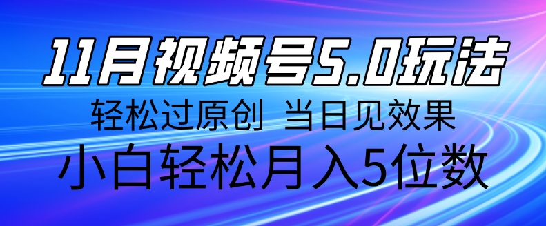 11月最新视频号5.0玩法，轻松过原创，当日见效果，小白轻松月入5位数-冒泡网