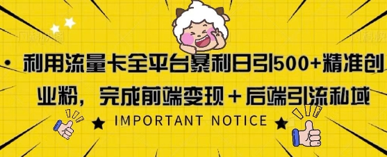 e588a9e794a8e6b581e9878fe58da1e585a8e5b9b3e58fb0e69ab4e588a9e697a5e5bc95500e7b2bee58786e5889be4b89ae7b289_6743be3fd58d0.jpeg 利用流量卡全平台暴利日引500+精准创业粉
