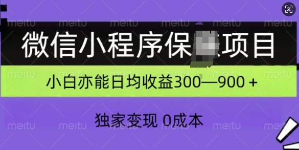 微信小程序保Z项目，独家变现，日均收益几张-冒泡网