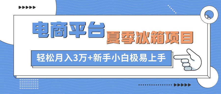 电商平台冰箱项目，项目门槛低，0成本投入，小白轻松上手-冒泡网