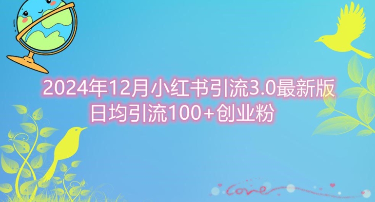 2024年12月小红书引流最新版，日均引流100+创业粉-冒泡网