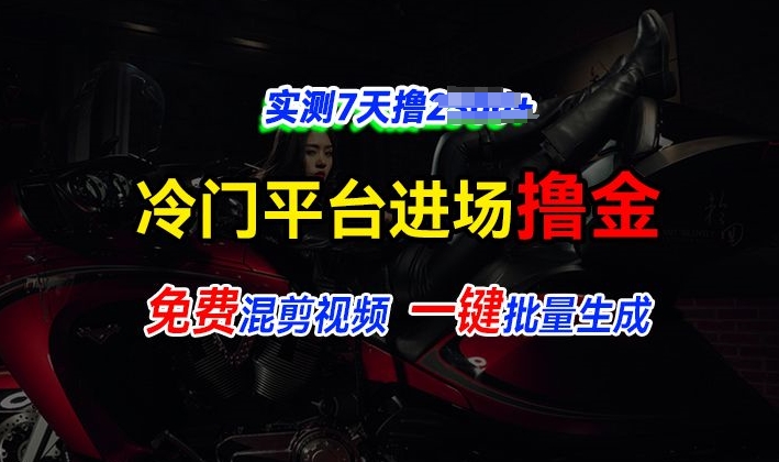 全新冷门平台视频，快速免费进场搞米，通过混剪视频一键批量生成，实测7天撸上千-冒泡网