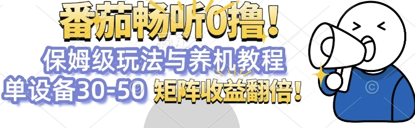 番茄畅听0撸，保姆级玩法与养机教程单设备30-50，矩阵收益翻倍-冒泡网
