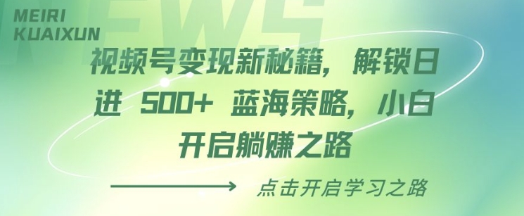 视频号变现新秘籍，解锁日进 5张 蓝海策略，小白开启躺Z之路-冒泡网