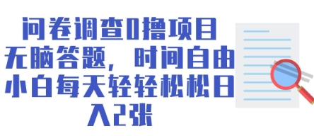 问卷调查0撸项目，无脑答题，时间自由，小白每天轻轻松松日入2张-冒泡网