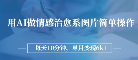 用AI做情感治愈系图片，简单操作，每天10分钟，单月变现6k+-冒泡网