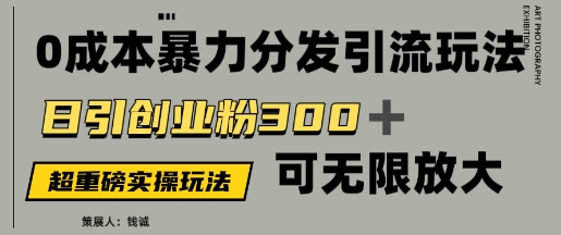 价值5980的0成本暴力引流玩法，日引创业粉300+，可无限放大-冒泡网