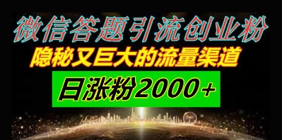 微信答题引流创业粉，隐秘又巨大的流量渠道一小时引流200人，日涨粉2000+-冒泡网