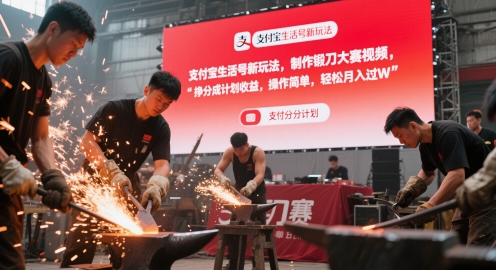 支付宝生活号新玩法，制作锻刀大赛视频，挣分成计划收益，操作简单，轻松月入过W-冒泡网