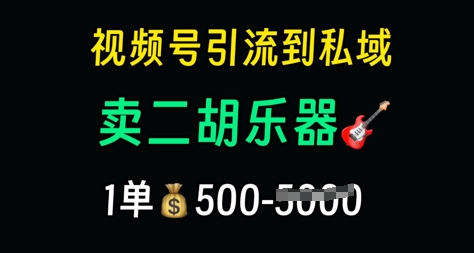 视频号引流到私域卖二胡乐器，1单利润5张，长期稳定项目-冒泡网