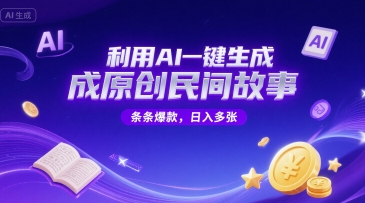 利用AI一键生成原创民间故事，无限制生成，条条爆款，日入多张-冒泡网