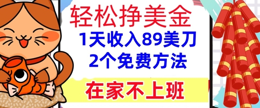 在家不上班，轻松挣美金， 1天收入89美刀，2个免费方法，懒人捡钱-冒泡网