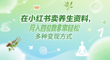 在小红书卖养生资料，月入四位数非常轻松，多种变现方式-冒泡网