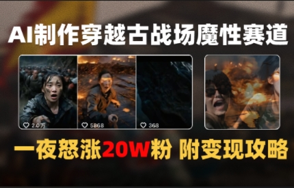 AI制作穿越古战场视频一夜涨粉20W保姆级教学(附AI变现指南)-冒泡网