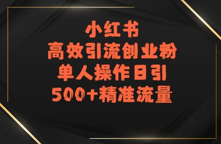 小红书高效引流创业粉，单人操作日引500+精准流量-冒泡网
