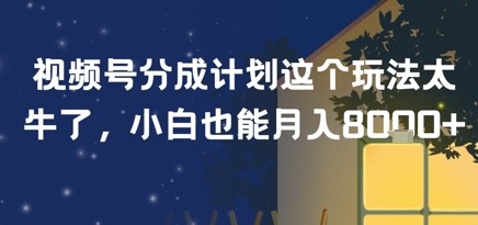 视频号分成计划这个玩法太牛了，小白也能月入8k+-冒泡网