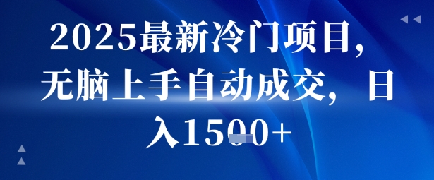 2025最新冷门项目，无脑上手自动成交，日入多张-冒泡网