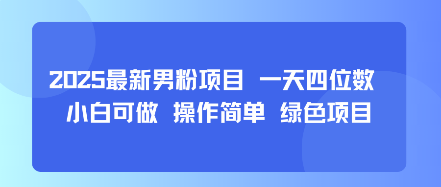 2025最新男粉项目 一天四位数 小白可做 操作简单 绿色项目-冒泡网