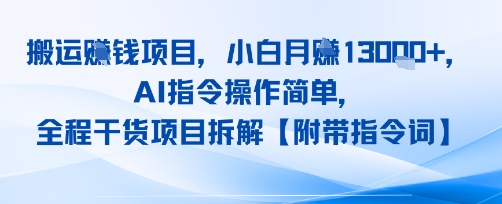 搬运挣钱项目，AI指令操作简单，小白月入1W+，全程干货项目拆解-冒泡网