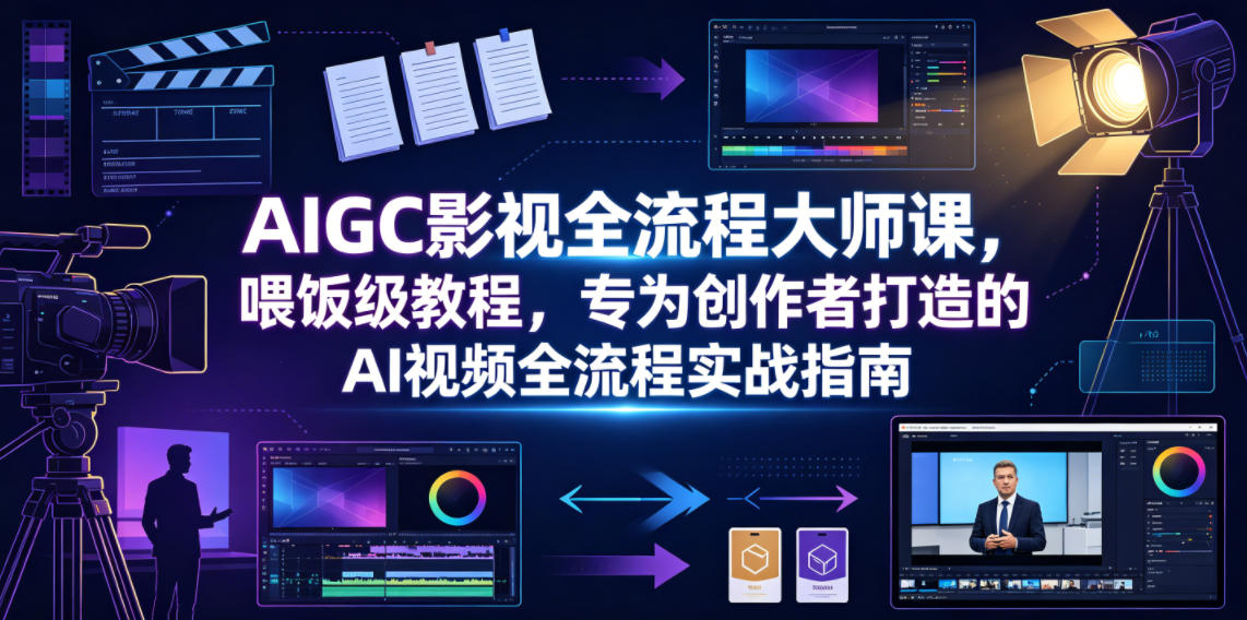 AIGC影视全流程大师课,喂饭级教程,专为创作者打造的AI视频全流程实战指南-冒泡网
