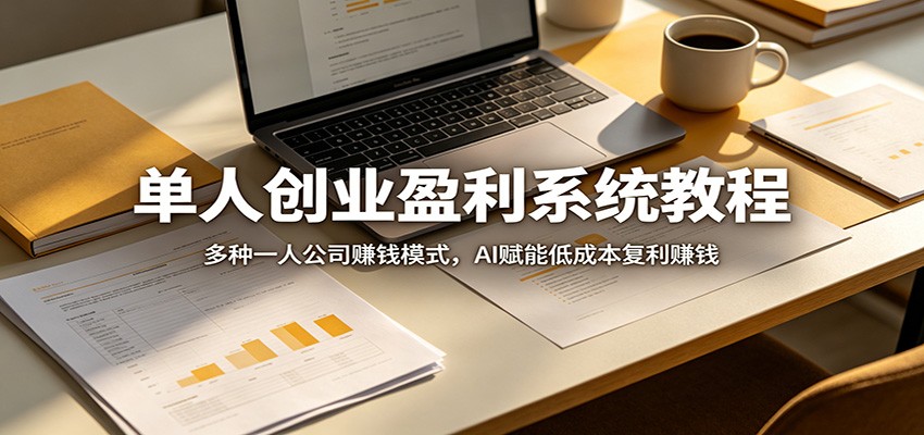 单人创业盈利系统教程：多种一人公司赚钱模式，AI赋能低成本复利赚钱-冒泡网