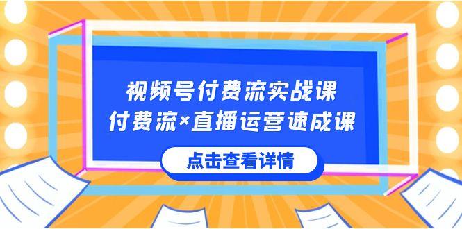 视频号付费流实战课，付费流×直播运营速成课，让你快速掌握视频号核心运营技能-冒泡网