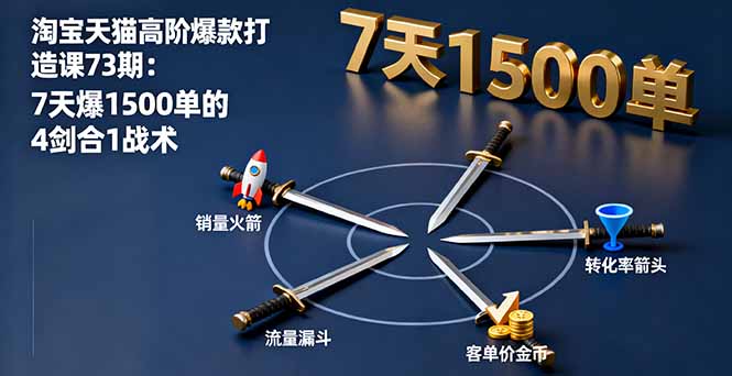 淘宝天猫高阶爆款打造课73期：7天爆1500单的4剑合1战术-冒泡网