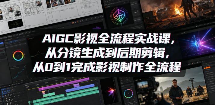 AIGC影视全流程实战课，从分镜生成到后期剪辑，从0到1完成影视制作全流程-冒泡网