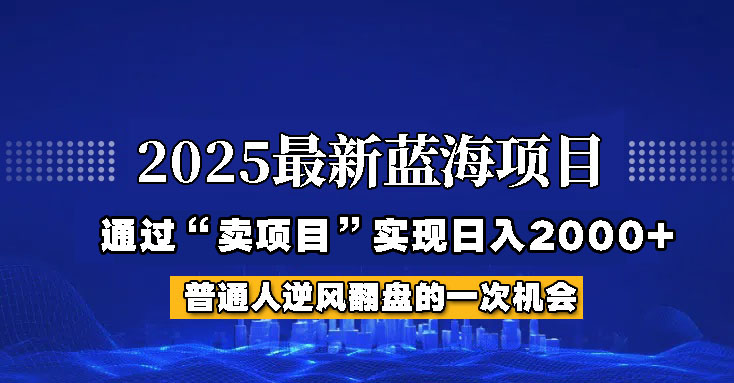 023a38fb998e1a96feeadd25d62c0772.jpeg 2025年蓝海项目,如何通过“网创项目”日入2000+
