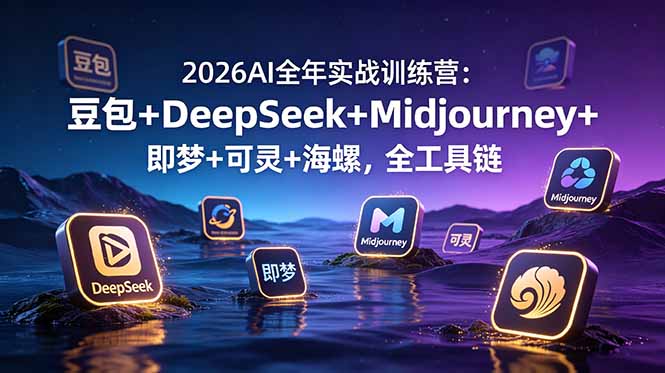 2026AI全年实战训练营：豆包+DeepSeek+Midjourney+即梦+可灵+海螺，全工具链-冒泡网