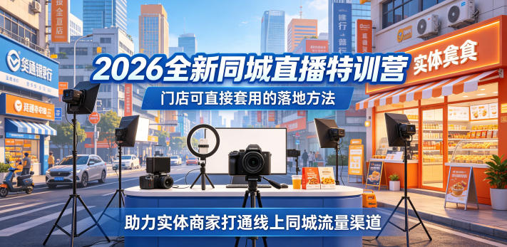 2026全新同城直播特训营，门店可直接套用的落地方法，助力实体商家打通线上同城流量渠道-冒泡网