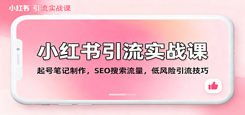 小红书引流实战课：起号笔记制作，SEO搜索流量，低风险引流技巧-冒泡网