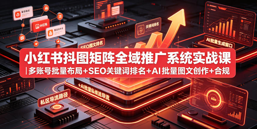 03f5517114353d912832c331ab2703e1.jpeg 小红书抖图矩阵全域推广系统实战课|多账号批量布局+SEO关键词排名+AI批量图文创作+合规私域导流完整落地教程