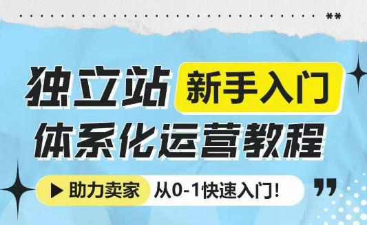 独立站新手入门体系化运营教程，助力独立站卖家从0-1快速入门!-冒泡网