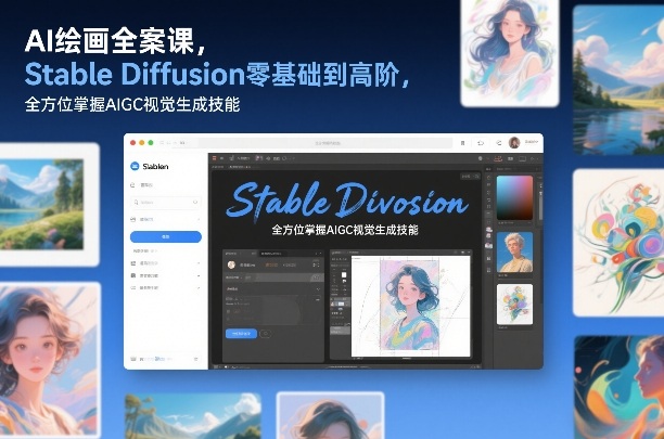 AI绘画全案课，Stable Diffusion零基础到高阶，全方位掌握AIGC视觉生成技能-冒泡网