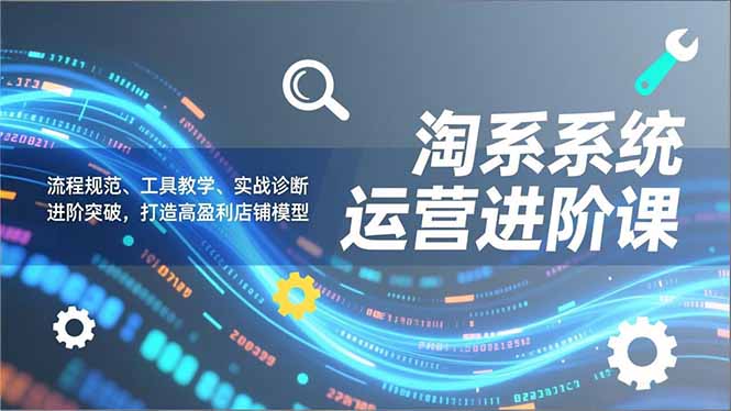 淘系系统运营进阶课2.0，流程规范、工具教学、实战诊断，进阶突破，打造高盈利店铺模型-冒泡网