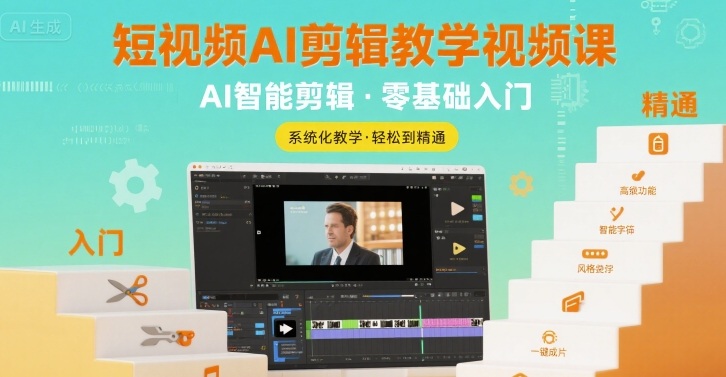 短视频AI剪辑教学视频课，入门到精通-冒泡网