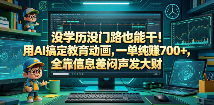 没学历没门路也能干！用AI搞定教育动画，一单纯賺700+，全靠信息差闷声发大财【揭秘】-冒泡网