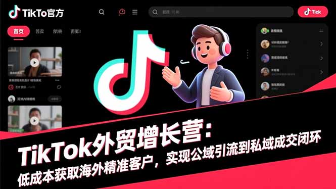 TikTok外贸增长营：低成本获取海外精准客户，实现公域引流到私域成交闭环-冒泡网