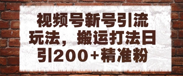 视频号新号引流玩法，搬运打法日引200+精准粉，可矩阵放大【揭秘】-冒泡网