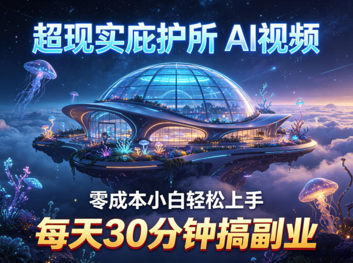 超现实庇护所AI视频项目拆解，零成本小白轻松上手，每天30分钟搞副业-冒泡网