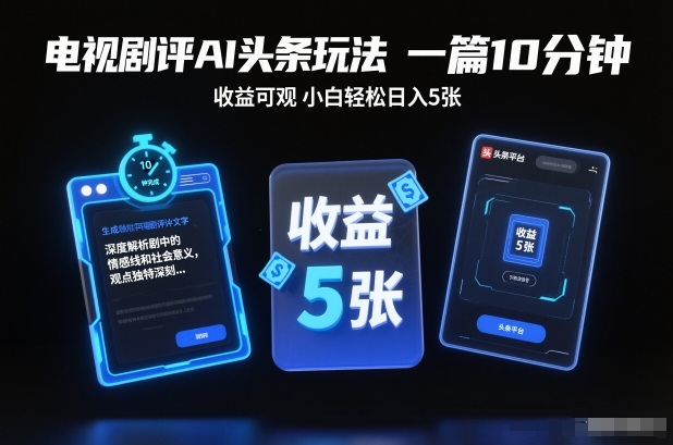 07b2cbaa0b58e9d0f3a688e17f20984a.jpeg 电视剧评AI头条玩法,一篇10分钟,收益可观,小白轻松日入5张+【独家】
