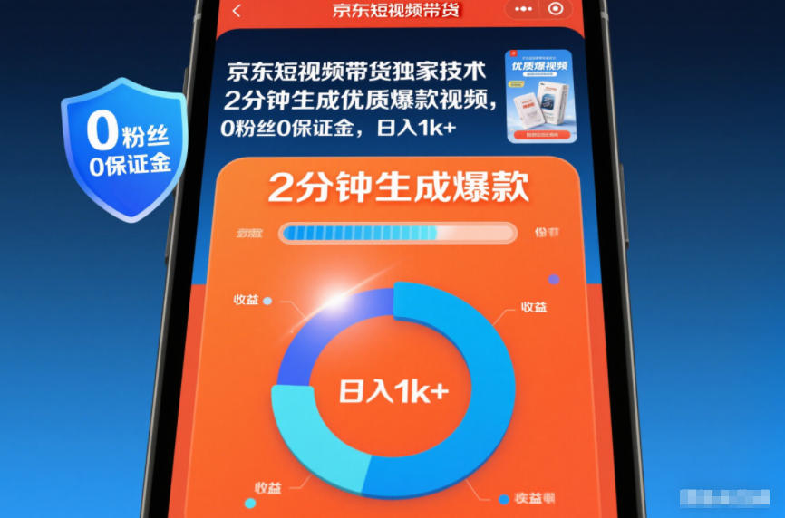 07cf1ec76a3725949b07604672e17a6c.jpeg 京东短视频带货独家技术,2分钟生成一条优质爆款视频,0粉丝0保证金,日入1k+【揭秘】