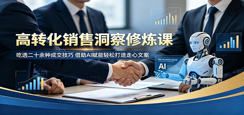 高转化销售洞察修炼课：吃透二十余种成交技巧，借助AI赋能轻松打造走心文案-冒泡网