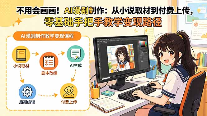 不用会画画!AI漫剧制作:从小说取材到付费上传,零基础手把手教学变现路径-冒泡网