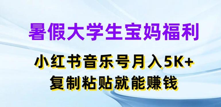 暑假大学生宝妈福利，小红书音乐号月入5000+，复制粘贴就能赚钱【揭秘】-冒泡网
