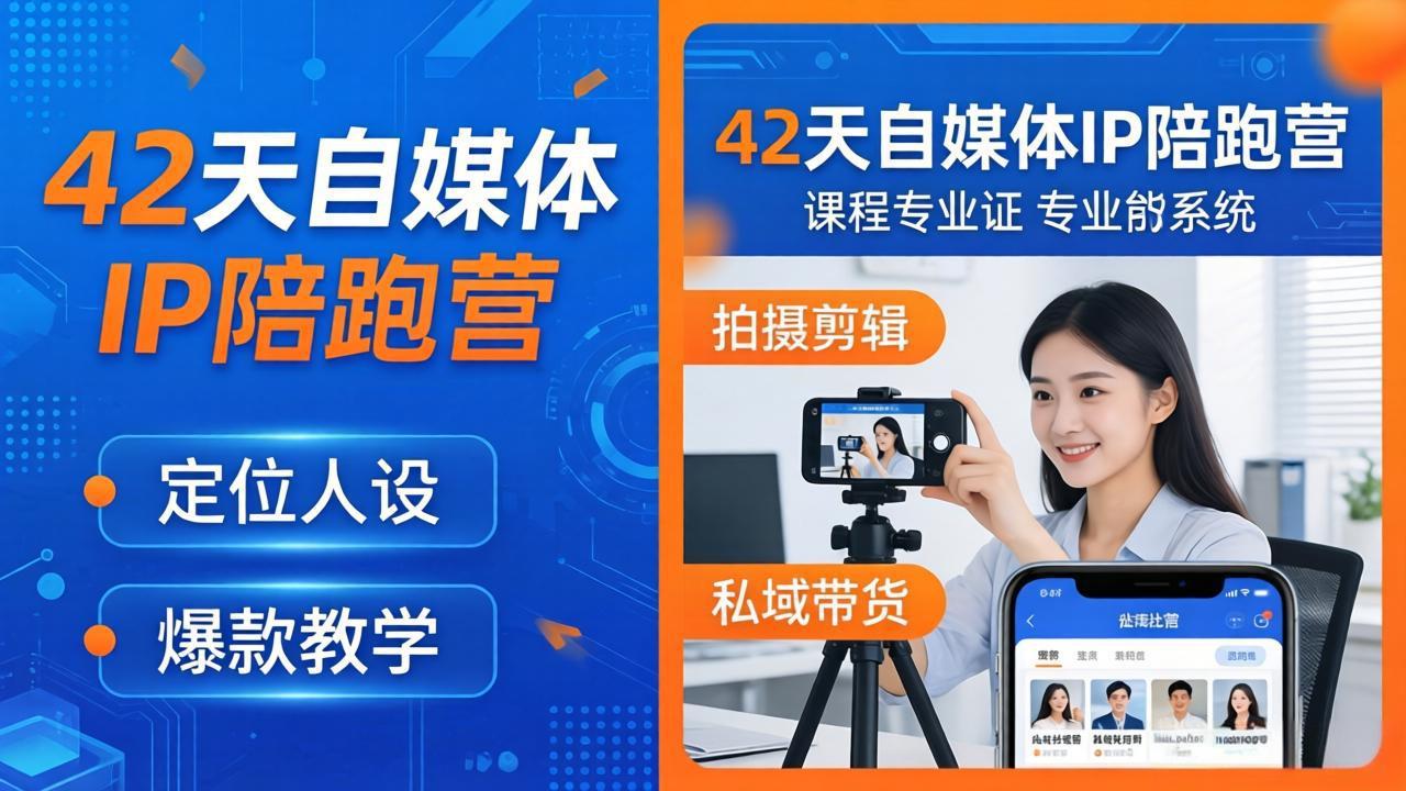 42天自媒体IP陪跑营-26年4月19更新：定位人设爆款全教学，拍摄剪辑私域带货一站式落地-冒泡网