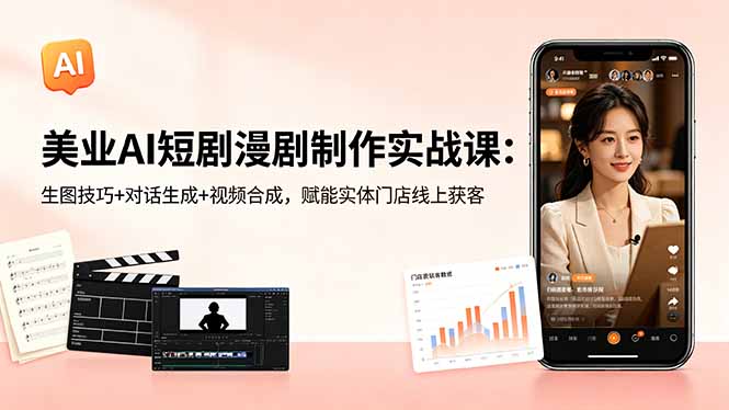 0992adef929f37156e82983580fedaef.jpeg 美业AI短剧漫剧制作实战课:生图技巧+对话生成+视频合成,赋能实体门店线上获客