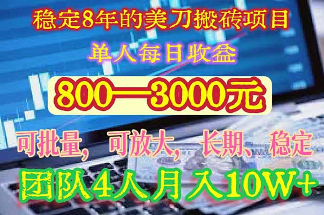 稳定8年的美刀搬砖项目，单人每日收益800—3000.团队4人月入10W+.可线下-冒泡网