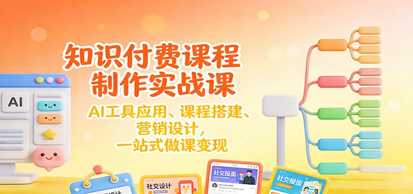 知识付费课程制作实战课：AI工具应用 、课程搭建、营销设计，一站式做课变现-冒泡网